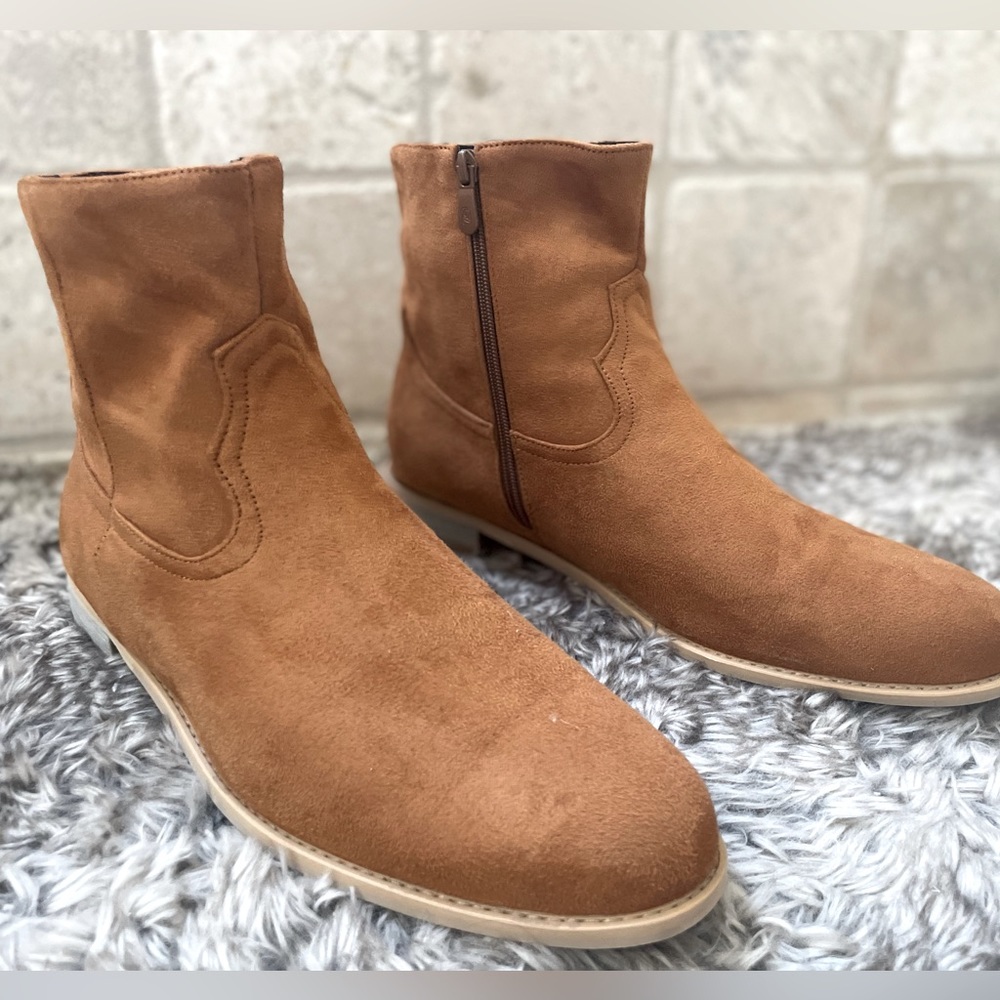 Western Suede Zipper Boots